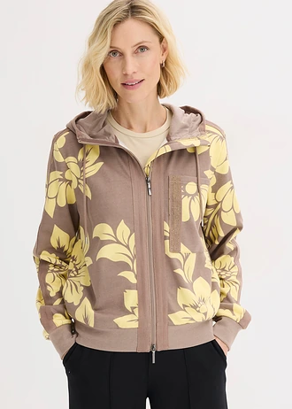 Bluza rozpinana z bawełną • szarobrązowo-jasnożółty w kwiaty • sklep bonprix