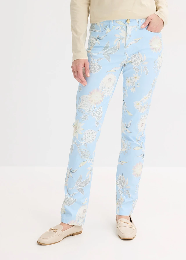 Stretchbroek met print • poederblauw-lichtsand gebloemd • product-page.page-title-suffix