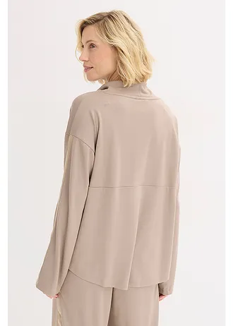 Shirt van comfortabel Punto di Roma, Kleur: taupe met print