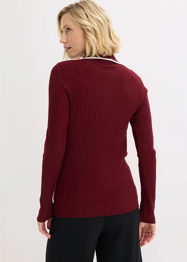 Cardigan chic • rouge rubis-écru • product-page.page-title-suffix