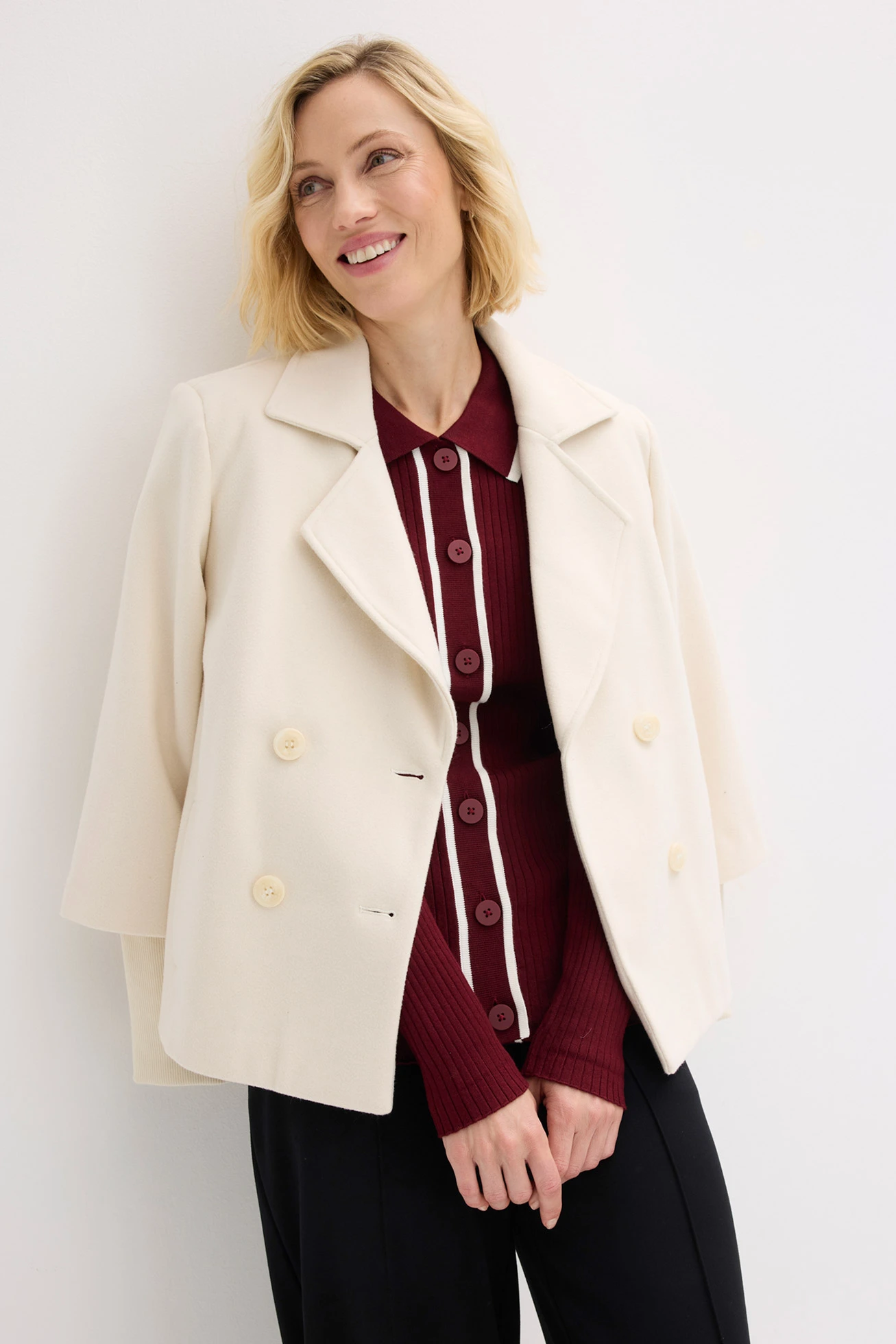 Cardigan în stil elegant • roșu rubiniu/ecru • magazin bonprix