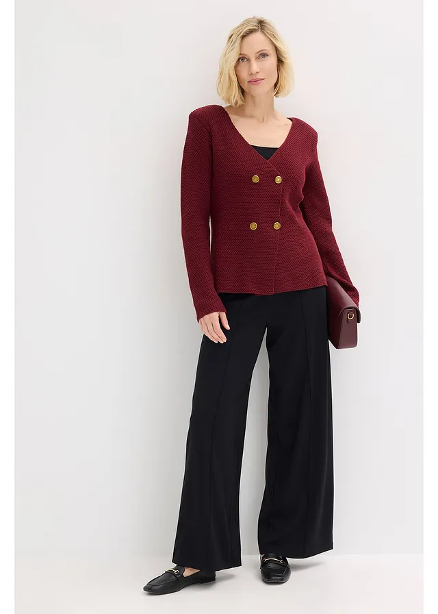 Gebreide blazer robijnrood