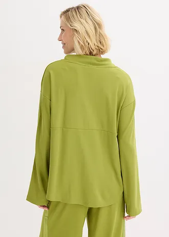 T-shirt confortable en Punto di Roma • vert mousse • Boutique bonprix