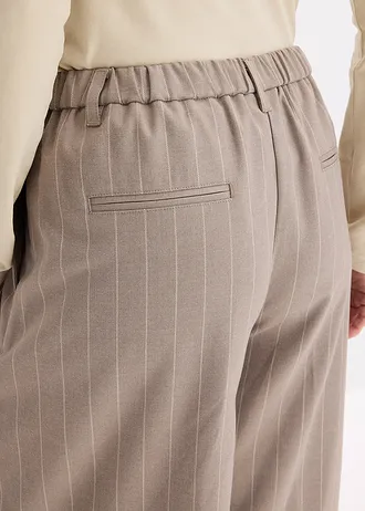 Bermuda à rayures tennis et pinces • taupe/blanc nacré rayé • Boutique bonprix