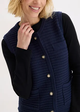 Mouwloos vest met viscose • donkerblauw • bonprix online shop