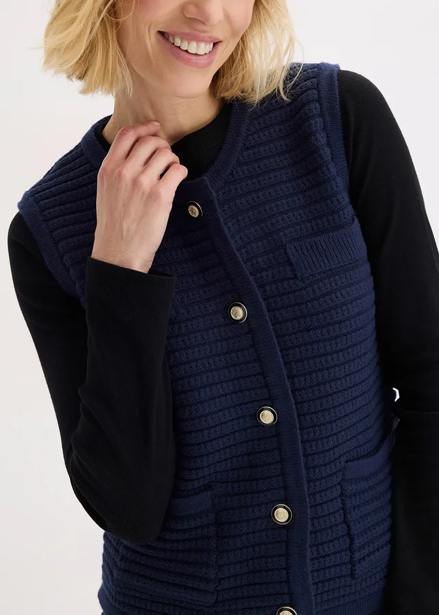 Gebreid vest met viscose • donkerblauw • product-page.page-title-suffix