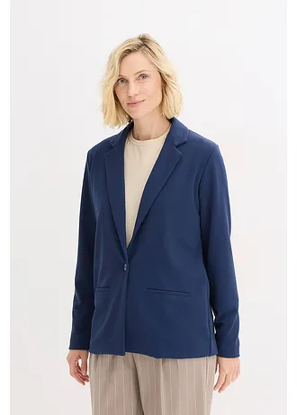 Blazer van jersey-crêpe, Kleur: donkerblauw