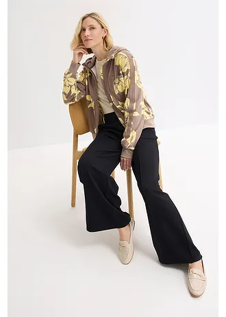 Szabadidőfelső pamuttal • szürkésbarna/világossárga virágmintás • bonprix áruház