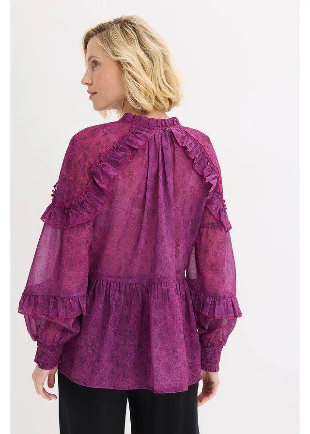 Blouse en mousseline à volants • violet foncé paisley • product-page.page-title-suffix