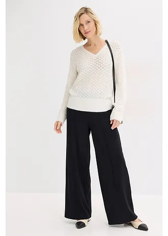 Pull ajouré avec fil peluche • blanc nacré • Boutique bonprix