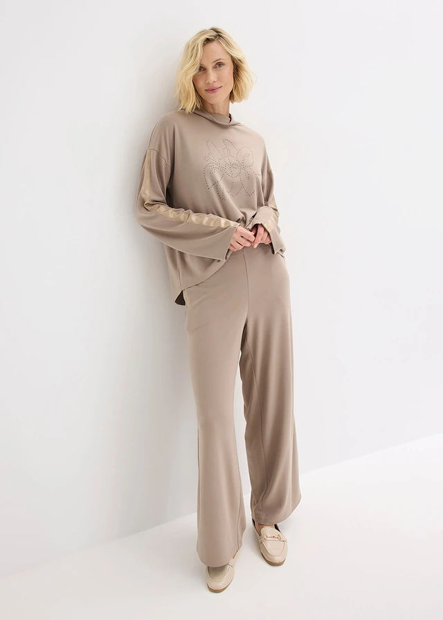 T-shirt confortable en Punto di Roma • taupe imprimé • product-page.page-title-suffix