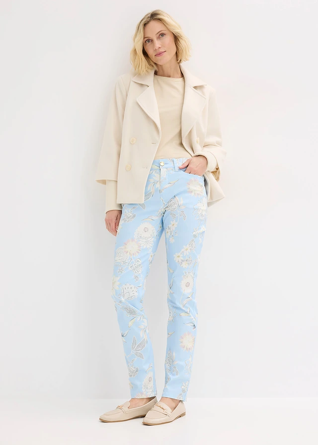 Pantalon extensible imprimé • bleu poudré-sable clair floral • product-page.page-title-suffix
