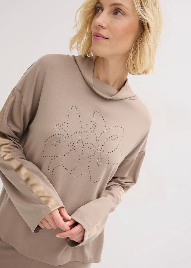 T-shirt confortable en Punto di Roma • taupe imprimé • product-page.page-title-suffix