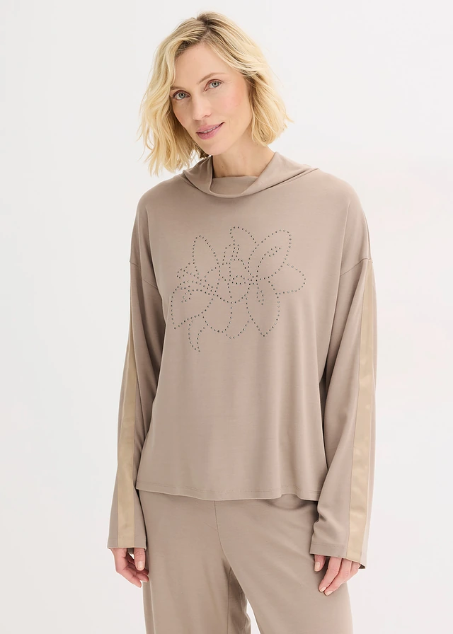 T-shirt confortable en Punto di Roma • taupe imprimé • product-page.page-title-suffix