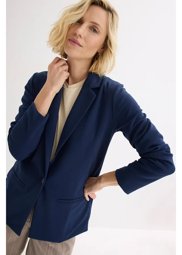 Blazer en jersey crêpe bleu foncé