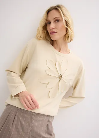 Scuba sweater met applicatie • lichtsand • bonprix online shop