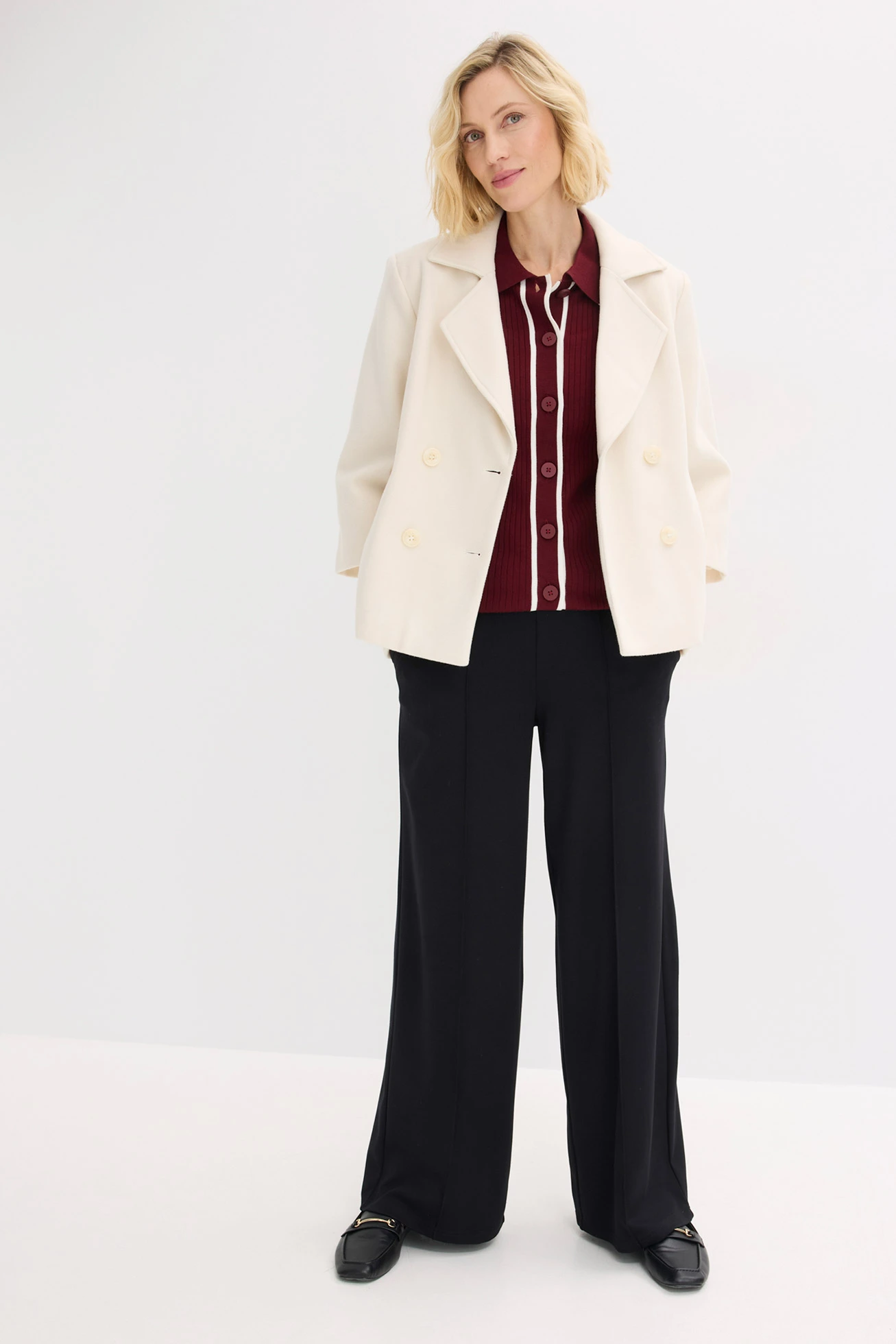 Cardigan în stil elegant • roșu rubiniu/ecru • magazin bonprix