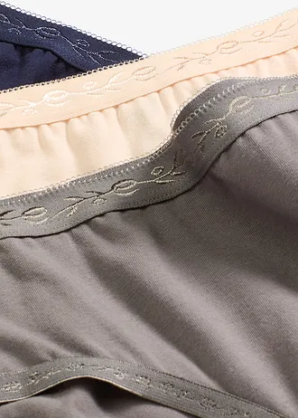 Maxikalhotky (4 ks v balení) • žulově šedá + perlově béžová + námořnická modrá • bonprix obchod