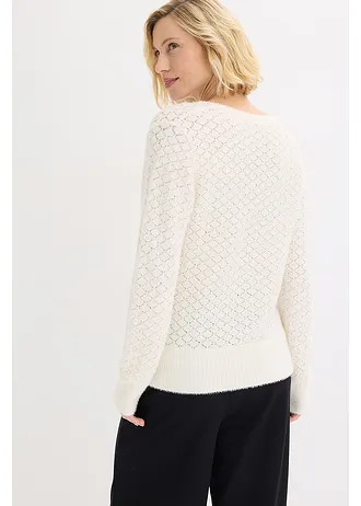 Ajour-trui met veergaren • parelwit • bonprix online shop