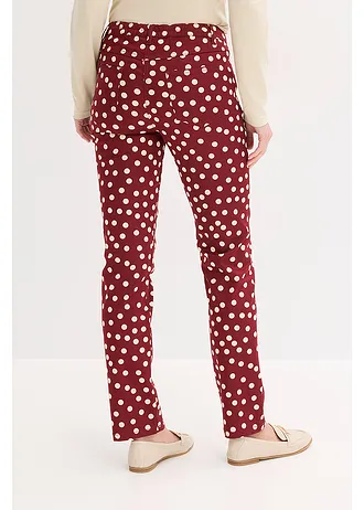 Pantalon extensible 5 poches • rouge rubis pois sable clair • Boutique bonprix