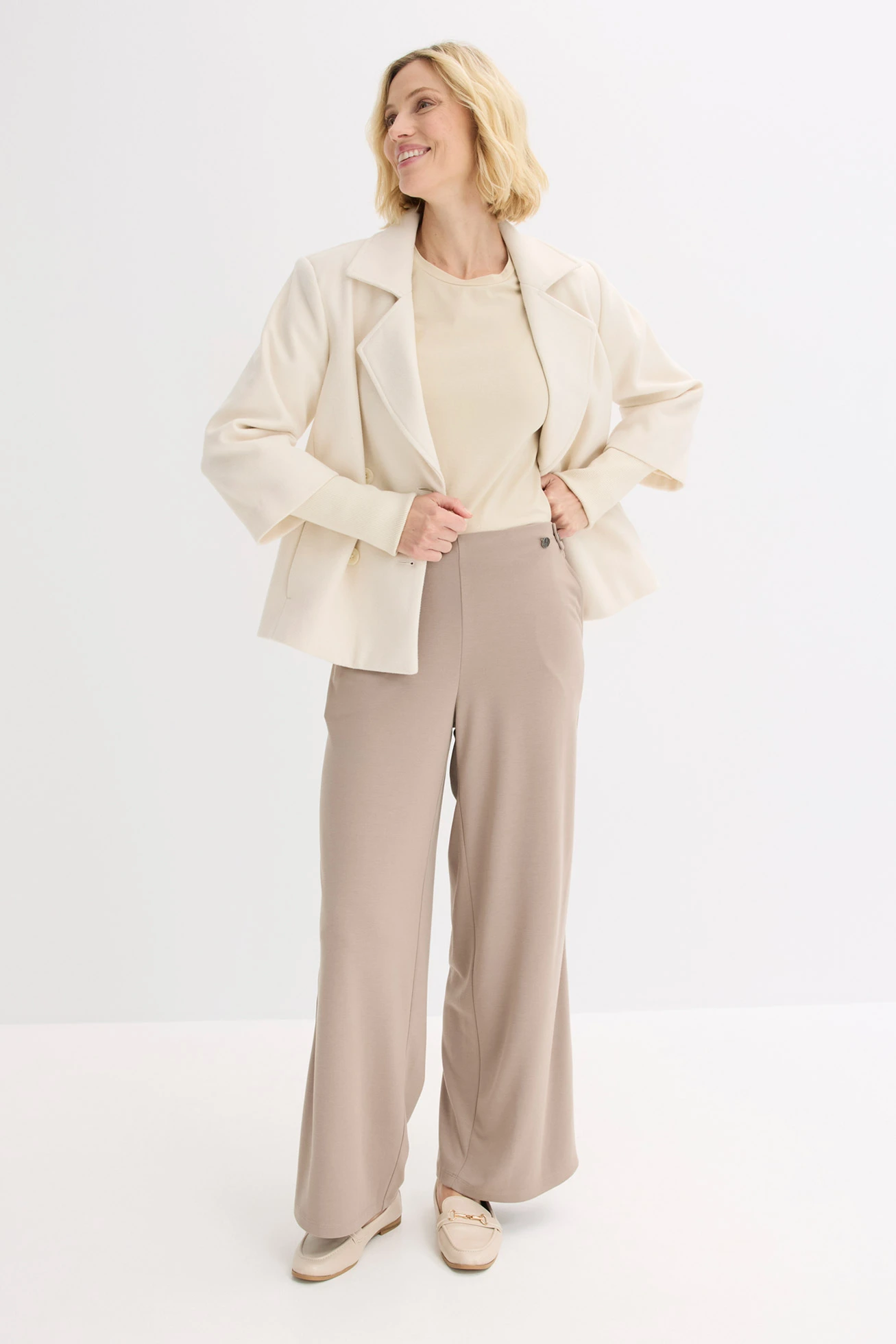 Nohavice Marlene, Punto di Roma, so saténovým pásom • hnedosivá • obchod bonprix