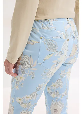 Pantaloni cu stretch cu imprimeu • albastru pudrat-bej nisipiu mat floral • magazin bonprix