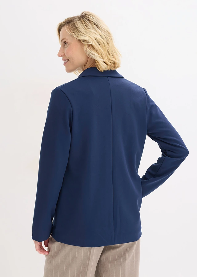 Blazer van jersey-crêpe, Kleur: donkerblauw