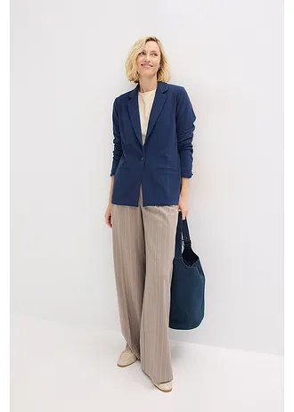 Blazer van jersey-crêpe, Kleur: donkerblauw