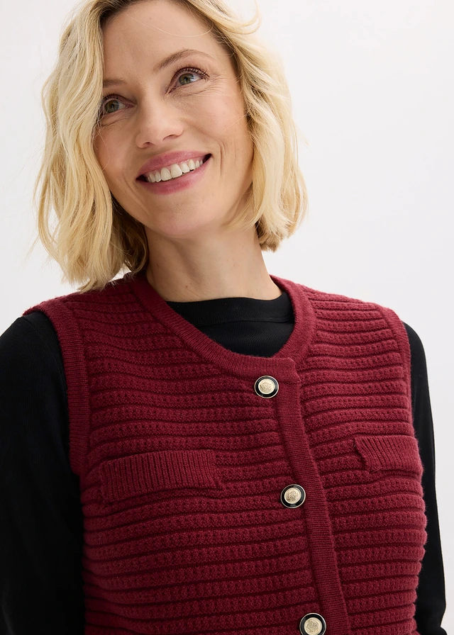 Gebreid vest met viscose • robijnrood • product-page.page-title-suffix