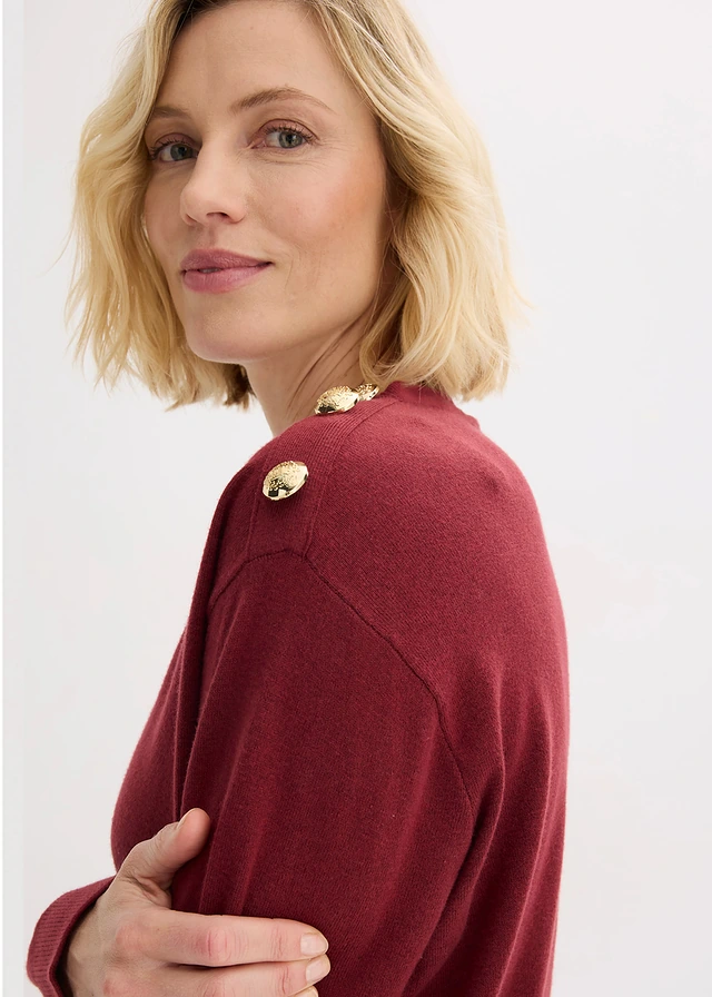 Pull en maille avec boutons • rouge rubis • product-page.page-title-suffix