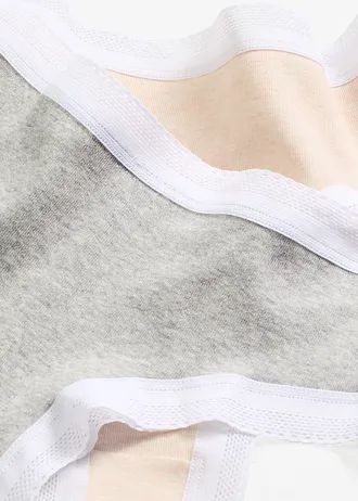 Lot de 4 slips brésiliens côtelés avec dentelle • gris clair chiné + rose soie chiné • Boutique bonprix