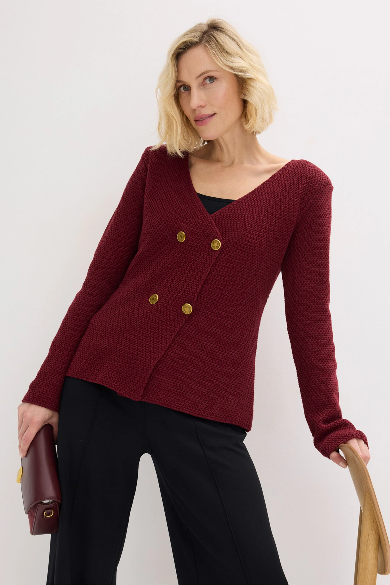 Żakiet dzianinowy • czerwony rubinowy • sklep bonprix