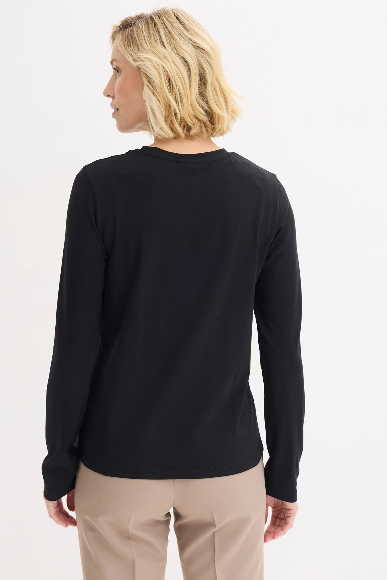 Bluză cu mâneci lungi cu bumbac organic • negru-verde-kaki cu imprimeu • magazin bonprix