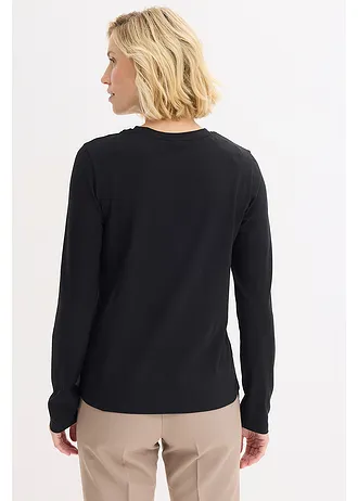 T-shirt manches longues • noir-vert mousse imprimé • Boutique bonprix