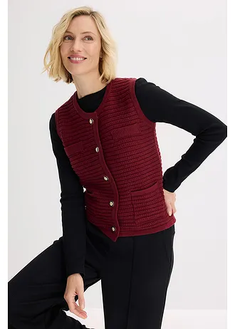 Gilet sans manches en maille • rouge rubis • Boutique bonprix