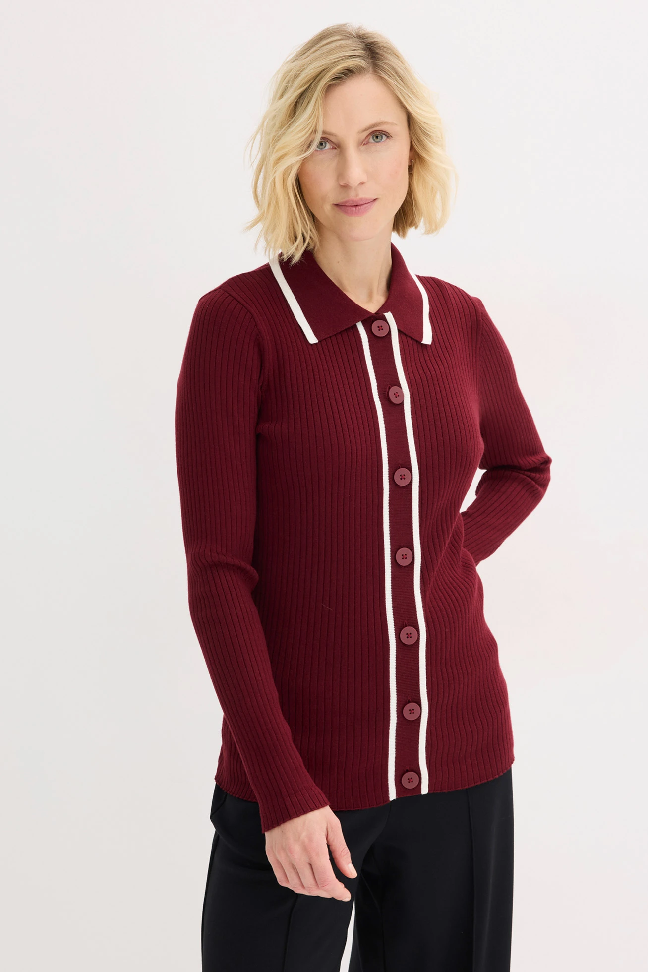 Cardigan în stil elegant • roșu rubiniu/ecru • magazin bonprix