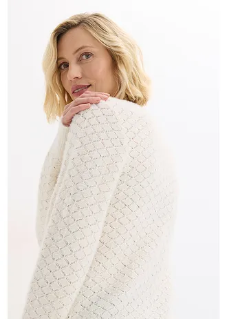 Pull ajouré avec fil peluche • blanc nacré • Boutique bonprix