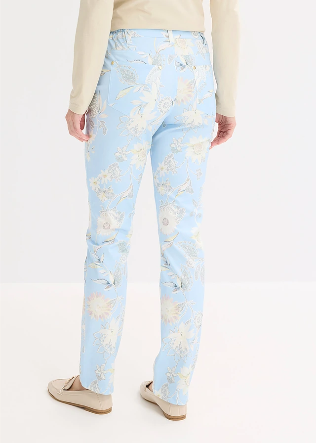 Stretchbroek met print • poederblauw-lichtsand gebloemd • product-page.page-title-suffix