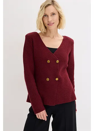 Gebreide blazer, Kleur: robijnrood