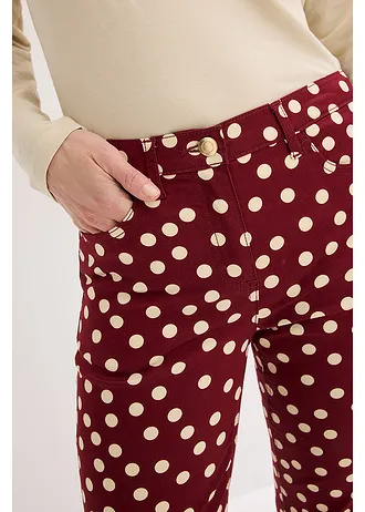 Pantalon extensible 5 poches • rouge rubis pois sable clair • Boutique bonprix