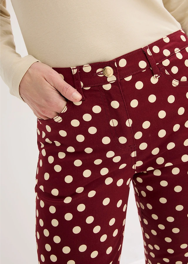 5-pocket stretchbroek • robijnrood-lichtzand gestippeld • product-page.page-title-suffix