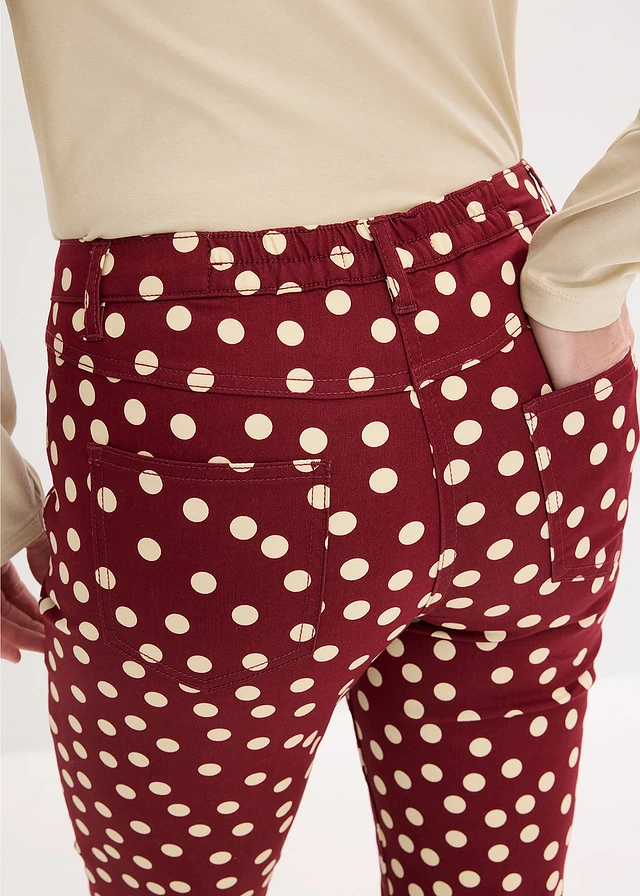5-pocket stretchbroek • robijnrood-lichtzand gestippeld • product-page.page-title-suffix