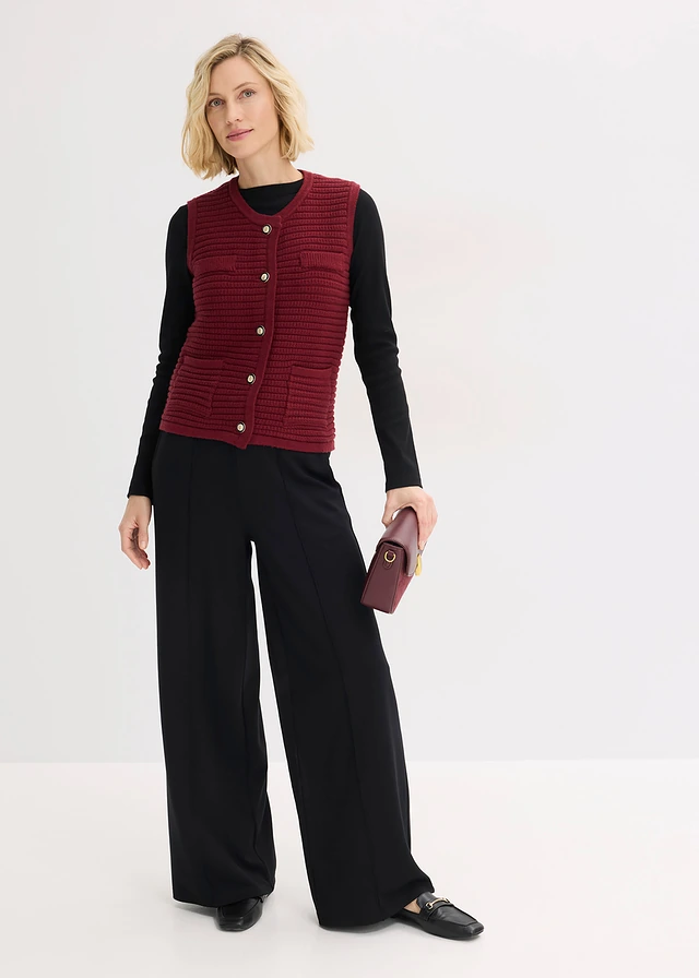 Gebreid vest met viscose • robijnrood • product-page.page-title-suffix
