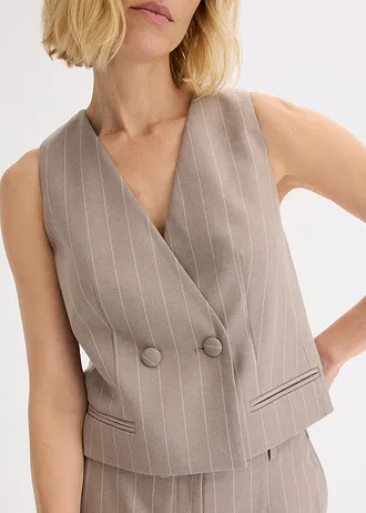 Vestă de costum cu dungi fine • gri-bej/alb perlat cu dungi • magazin bonprix