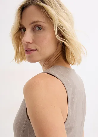 Obleková vesta • hnedosivá/perlovo biela pásikovaná • obchod bonprix