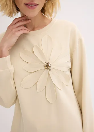 Sweat-shirt en néoprène avec application • sable clair • Boutique bonprix