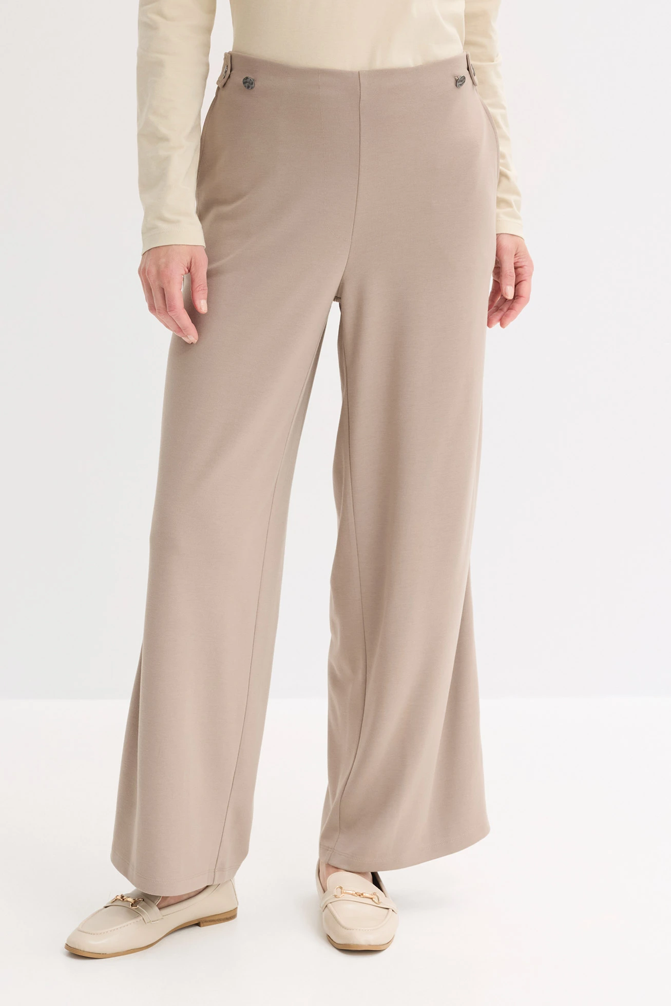 Nohavice Marlene, Punto di Roma, so saténovým pásom • hnedosivá • obchod bonprix