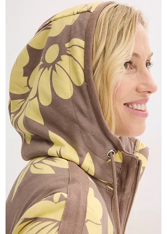 Jachetă casual cu bumbac • gri-bej/galben deschis înflorat • magazin bonprix