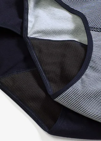 Menstruatie maxi hipster, medium flow (set van 3) • maritiemblauw gestreept+maritiemblauw • bonprix online shop