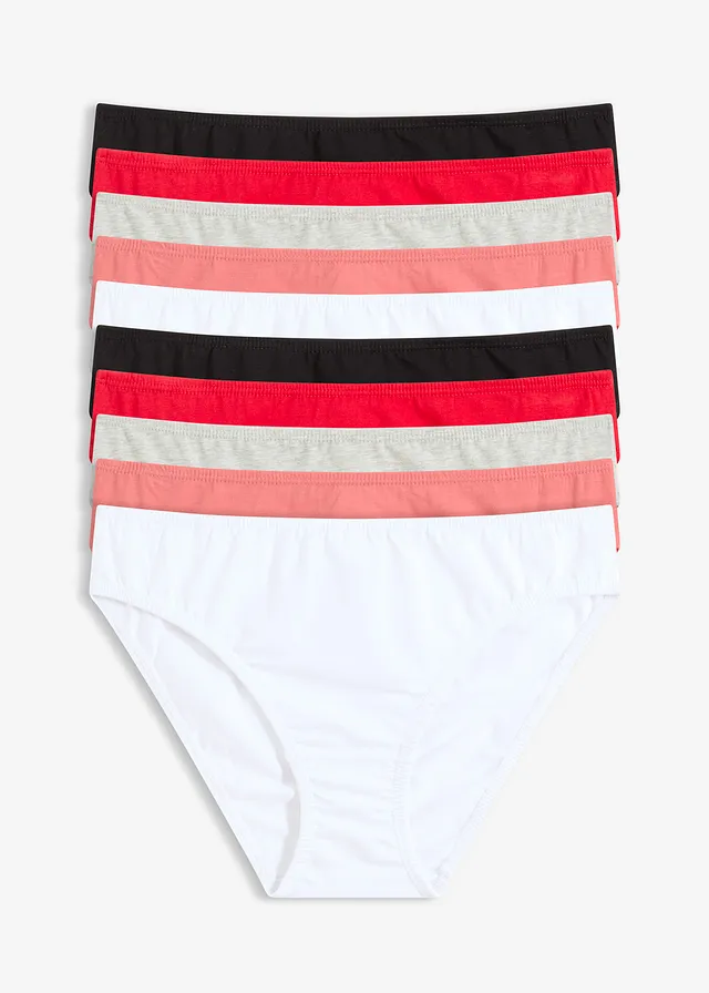 Slip (set van 10) • zwart-rood-wit-lichtgrijs gemêleerd-koraalpink • bonprix online shop